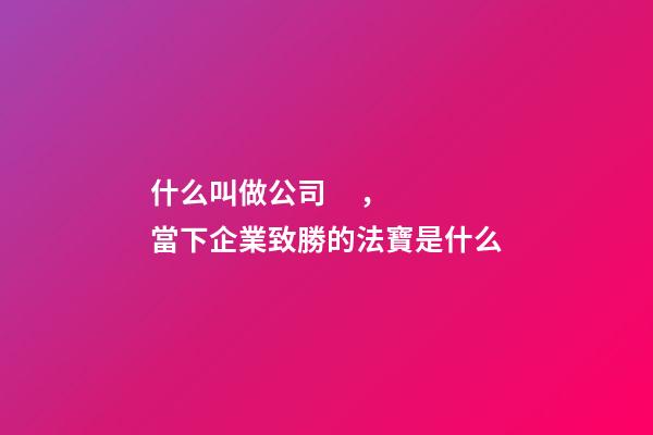 什么叫做公司，當下企業致勝的法寶是什么